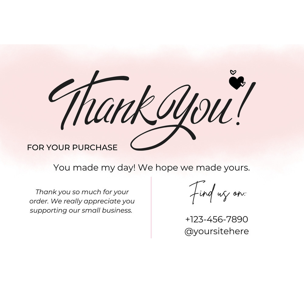 Handmade Thank You Card For You Business Set Of 25